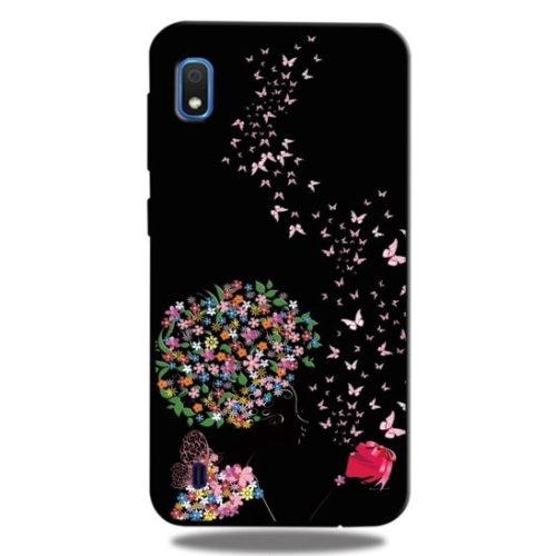 Slim Case Art Samsung Galaxy A10 szilikon hátlap, tok, virág és pillangó, mintás, fekete