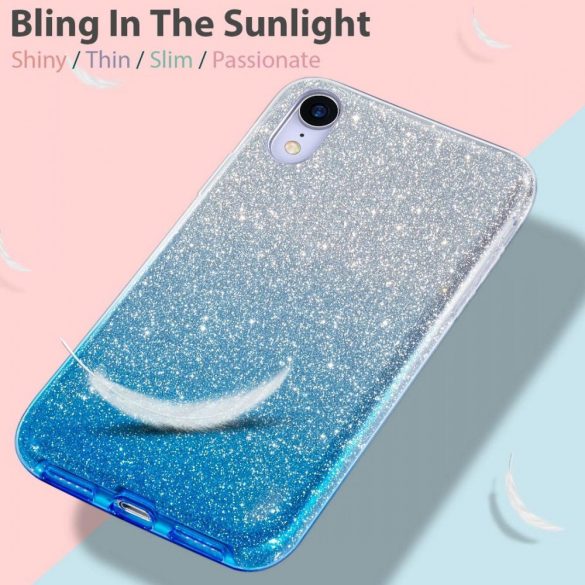 Glitter Case Samsung Galaxy A10 hátlap, tok, kék-ezüst