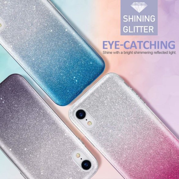 Glitter Case Samsung Galaxy A10 hátlap, tok, kék-ezüst