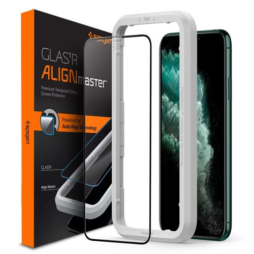 Spigen edzett üvegfólia ALM Glass FC iPhone 11 Pro Max, fekete