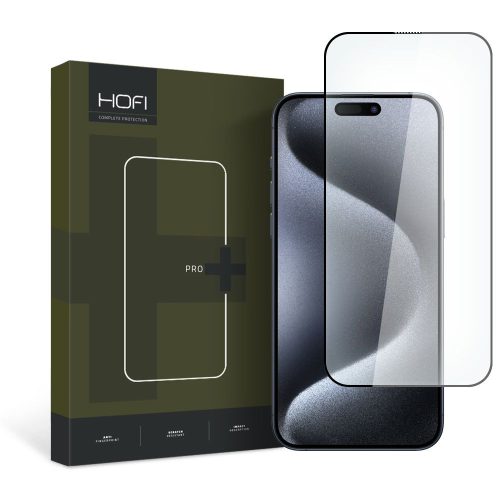 Hofi Glass Pro+ iPhone 15 Pro Max 5D Full Glue kijelzővédő edzett üvegfólia (tempered glass) 9H keménységű, fekete