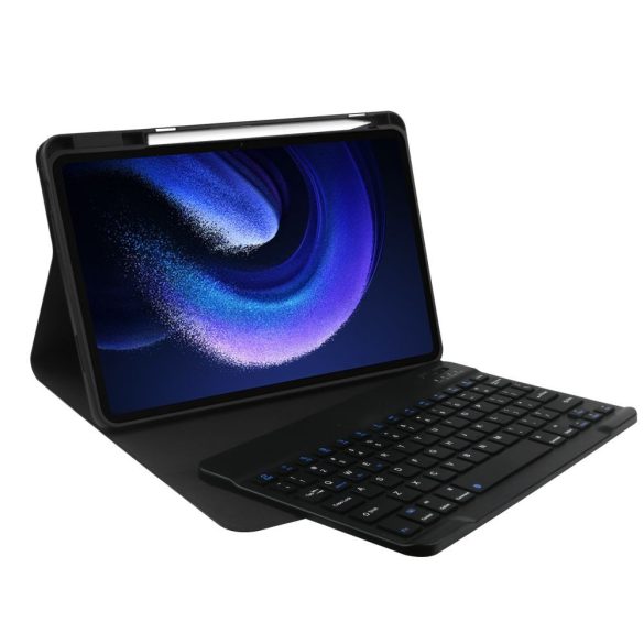 Tech-Protect Sc Pen + Keyboard Xiaomi Pad 6/6 Pro oldalra nyíló okos tok, érintőceruza tartóval, billentyűzettel, fekete