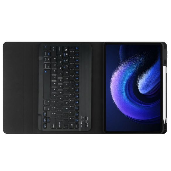 Tech-Protect Sc Pen + Keyboard Xiaomi Pad 6/6 Pro oldalra nyíló okos tok, érintőceruza tartóval, billentyűzettel, fekete