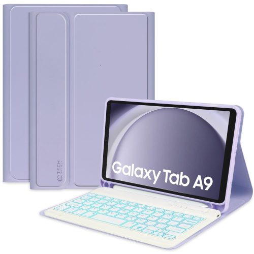 Tech-Protect Sc Pen + Keyboard Samsung Galaxy Tab A9 8.7" X110/X115 oldalra nyíló okos tok, érintőceruza tartóval, billentyűzettel, lila