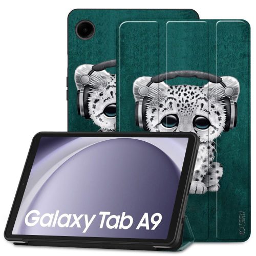 Tech-Protect Smartcase Samsung Galaxy Tab A9 8.7" X110/X115 oldalra nyíló smart tok, cicás, zöld