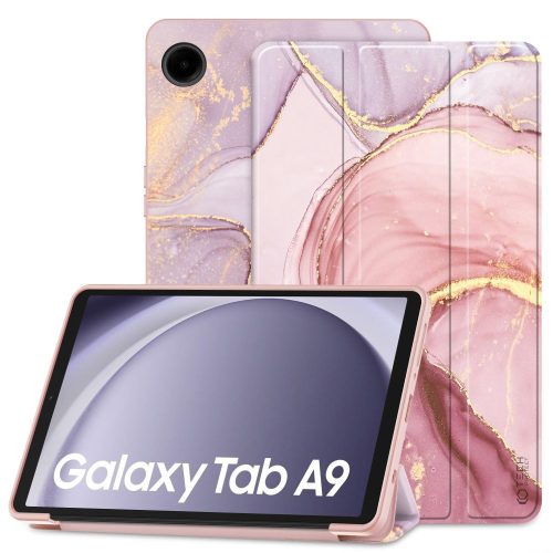 Tech-Protect Smartcase Samsung Galaxy Tab A9 8.7" X110/X115 oldalra nyíló smart tok, márványmintás, rózsaszín