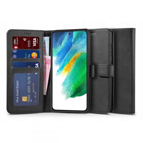 Tech-Protect Wallet Samsung Galaxy S21 FE oldalra nyíló hátlap, tok, fekete