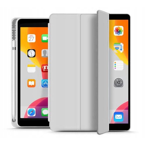 Tech-Protect Smartcase Pen iPad 7/8/9 10.2" (2019/2020/2021) oldalra nyíló okos tok, érintőceruza tartóval, szürke