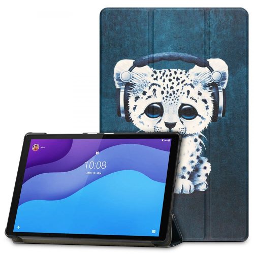 Tech-Protect Smartcase Lenovo Tab M10 10.1" (2020) TB-X306 oldalra nyíló smart tok, cicás, sötétkék