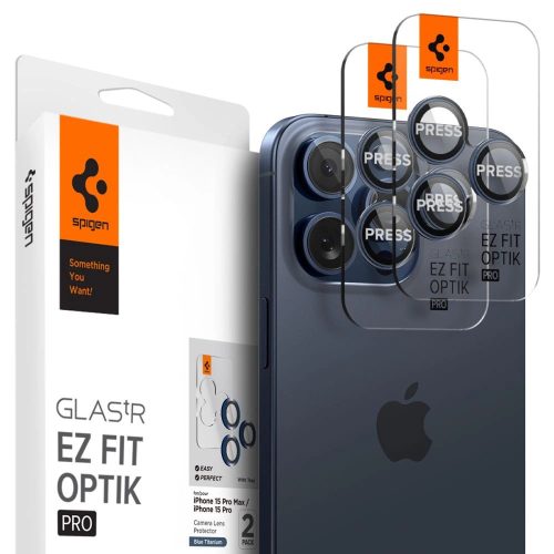 Spigen Optik TR EZ Fit iPhone 14 Pro/14 Pro Max/15 Pro/15 Pro Max 2db lencsevédő üvegfólia, kék