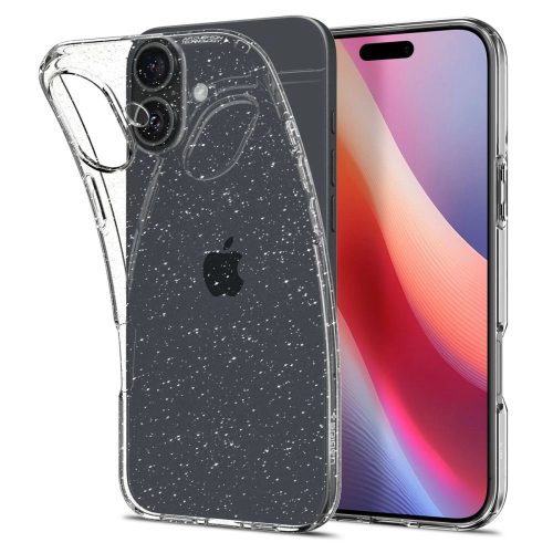 Spigen Liquid Crystal iPhone 16 Plus csillogó hátlap, tok, átlátszó