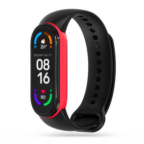 Tech-Protect Iconband Xiaomi Mi Smart Band 5/6/6/NFC/7 szilikon szíj, fekete-piros