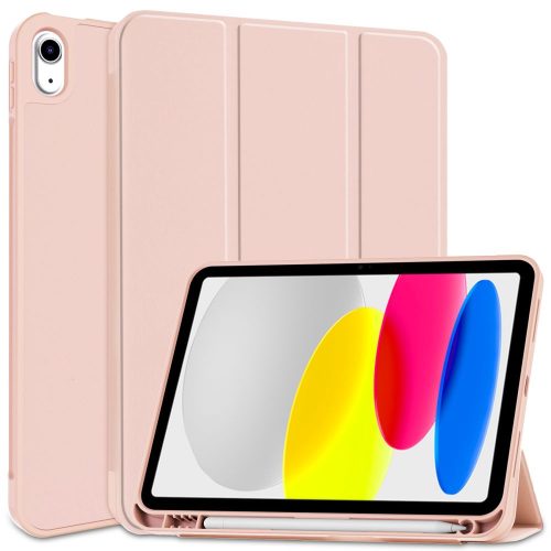 Tech-Protect Smartcase Pen iPad 10.9", 10. gen. (2022) oldalra nyíló okos tok, érintőceruza tartóval, rózsaszín