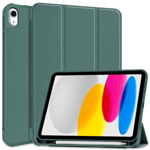 Tech-Protect Smartcase Pen iPad 10.9", 10. gen. (2022) oldalra nyíló okos tok, érintőceruza tartóval, sötétzöld