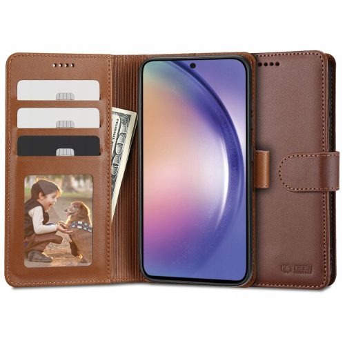 Tech-Protect Wallet Samsung Galaxy A54 5G tok, oldalra nyíló tok, barna