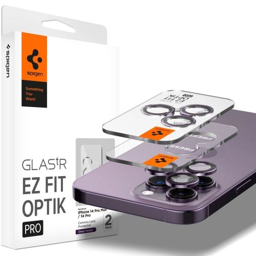 Spigen Optik TR EZ Fit iPhone 14 Pro/14 Pro Max 2db lencsevédő üvegfólia, lila