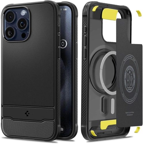 SPIGEN Rugged Armor Mag tok iPhone 15 Pro Max 6,7" Magsafe matt, fekete