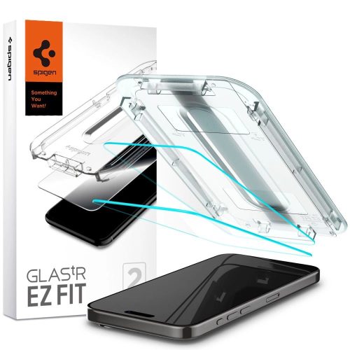 Spigen Glas.TR iPhone 15 Pro 6.1" iPhone 15 Pro 6.1" "EZ FIT" 2 db, átlátszó edzett üvegfólia AGL06892