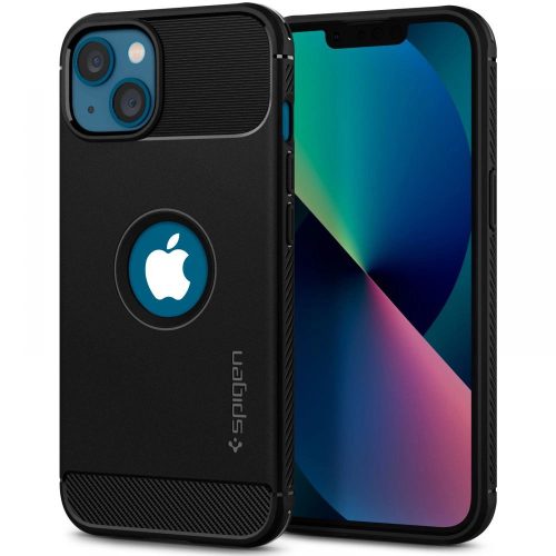 SPIGEN Rugged Armor tok iPhone 13 6.1", matt, fekete