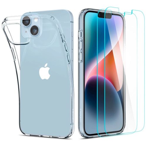 Spigen Crystal Pack iPhone 14 Plus/15 Plus üvegfólia + szilikon hátlap, tok, átlátszó