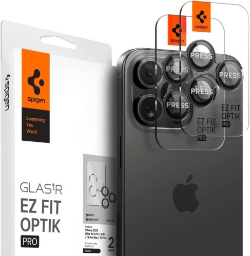 SPIGEN OPTIK.TR "EZ FIT" KAMERA VÉDŐ 2-PACK iPhone 14 PRO/PRO MAX/15 PRO/PRO MAX, fekete