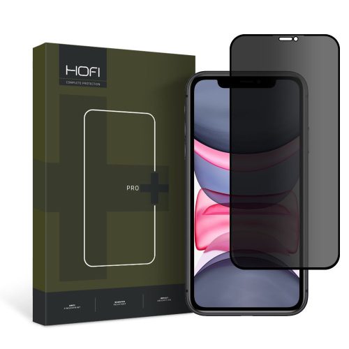 HOFI ANTI SPY GLASS PRO+ iPhone 11/XR PRIVACY, betekintés védett üvegfólia, fekete