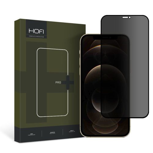 HOFI ANTI SPY GLASS PRO+ iPhone 12/12 PRO PRIVACY, betekintés védett üvegfólia, fekete