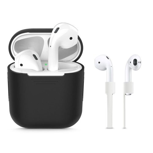 Tech-Protect Iconset Apple Airpods szilikon tok + nyakpánt, fekete