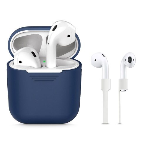 Tech-Protect Iconset Apple Airpods szilikon tok + nyakpánt, sötétkék