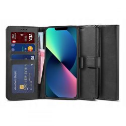   Tech-Protect Wallet 2 iPhone 13 ökobőr, oldalra nyíló tok, fekete