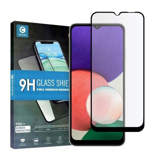 Mocolo TG+ Samsung Galaxy A22 5G 5D teljes kijelzős edzett üvegfólia (tempered glass) 9H keménységű, fekete