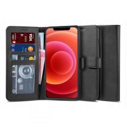   Tech-Protect Wallet 2 iPhone 12/12 Pro ökobőr, oldalra nyíló tok, fekete