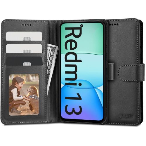 TECH-PROTECT WALLET oldalra nyíló tok XIAOMI REDMI 13, fekete