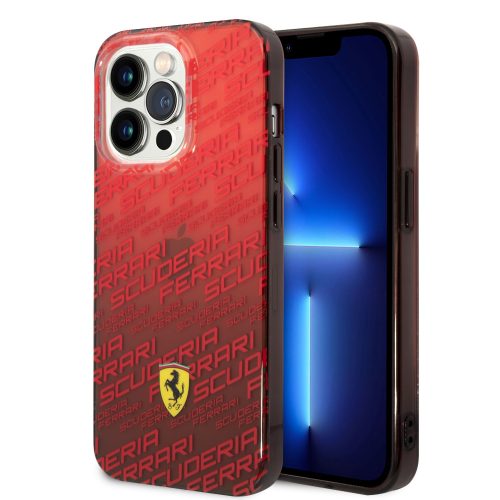 Ferrari iPhone 14 Pro Gradient Allover (FEHCP14LEAOR) hátlap, tok, piros