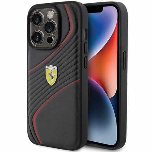 Ferrari FEHCP15LPTWK Twist Metal Logo iPhone 15 Pro 6.1", hátlap, tok, fekete