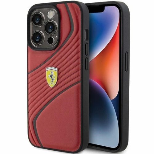 Ferrari FEHCP15LPTWR Twist Metal Logo iPhone 15 Pro 6.1" hátlap, tok, piros