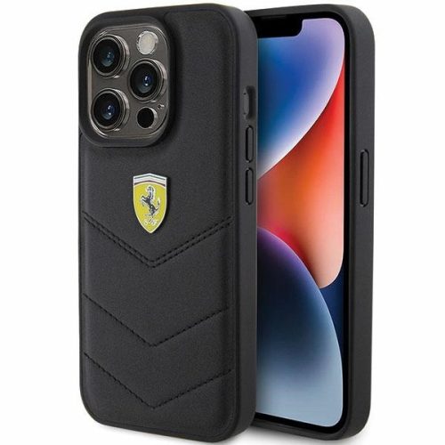 Ferrari FEHCP15LRDUK Quilted Metal Logo iPhone 15 Pro 6.1", hátlap, tok, fekete