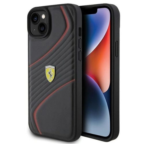 Ferrari FEHCP15MPTWK Twist Metal LogoiPhone 14 Plus/15 Plus 6.7", hátlap, tok, fekete