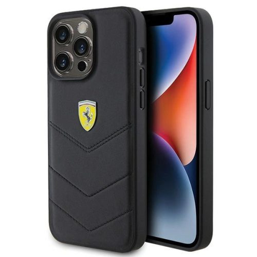 Ferrari FEHCP15XRDUK Quilted Metal Logo iPhone 15 Pro Max 6.7", hátlap, tok, fekete