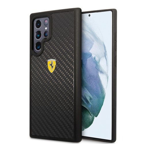 Ferrari Samsung Galaxy S22 Ultra Real Carbon (FEHCS22LFCAK) hátlap, tok, fekete