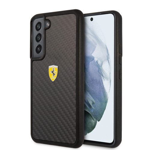 Ferrari Samsung Galaxy S22 Plus Real Carbon (FEHCS22MFCAK) hátlap, tok, fekete