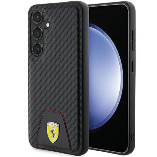 Ferrari FEHCS24SN3PUK Carbon Stitched Bottom Samsung Galaxy S24 , hátlap, tok, fekete