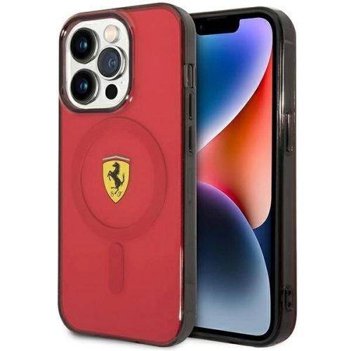 Ferrari FEHMP14LURKR Translucent Magsafe iPhone 14 Pro 6,1" hátlap, tok, piros