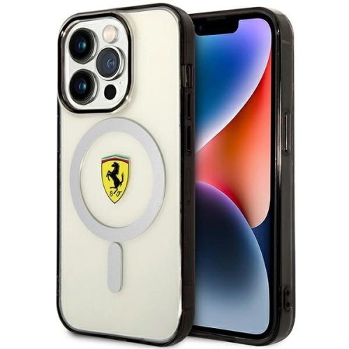 Ferrari FEHMP14LURKT Outline Magsafe iPhone 14 Pro 6,1" hátlap, tok, átlátszó-fekete