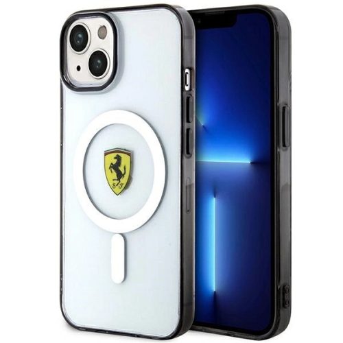 Ferrari FEHMP14MURKT Outline Magsafe iPhone 14 Plus/15 Plus 6.7" hátlap, tok, átlátszó-fekete