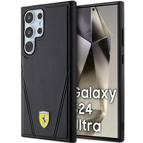 Ferrari FEHMS24LP3BAK Hot Stamp V Lines MagSafe Samsung Galaxy S24 Ultra , hátlap, tok, fekete