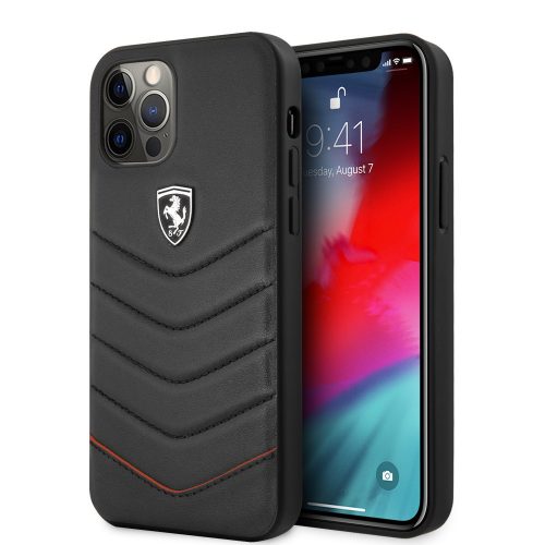 Ferrari iPhone 12 Pro Max Off Track Quilted (FEHQUHCP12LBK) hátlap, tok, fekete