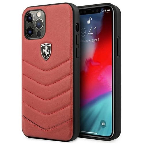 Ferrari FEHQUHCP12MRE Off Track Quilted iPhone 12/12 Pro, hátlap, tok, piros