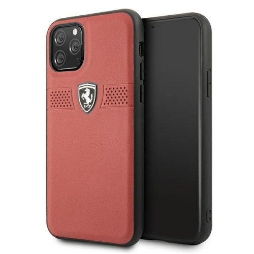 Ferrari FEOBAHCN58RE Off Track Leather iPhone 11 Pro 5.8", hátlap, tok, piros