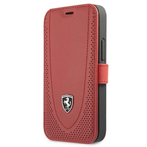 Ferrari FEOGOFLBKP12SRE Off Track Perforated iPhone 12 mini 5.4", oldalra nyíló tok, piros